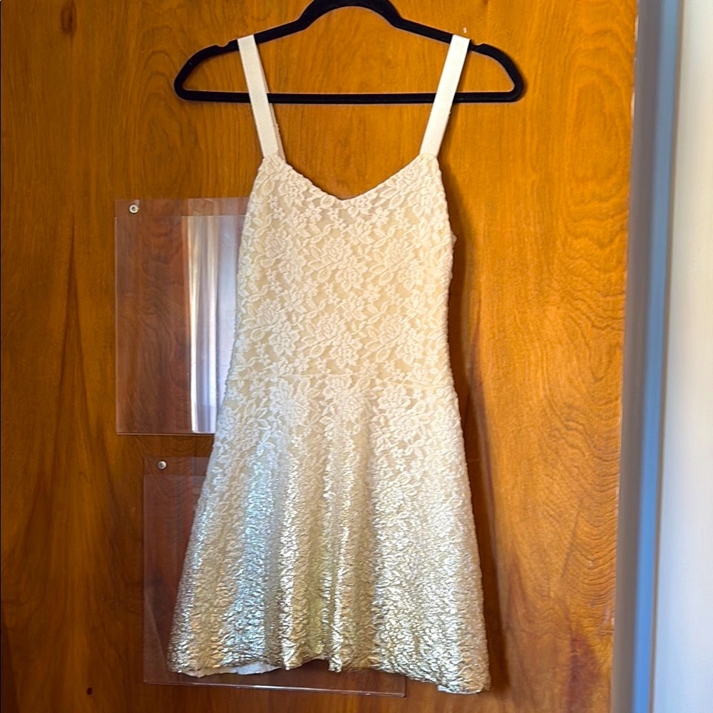 Free People Women’s Gold Foil Lace Dress